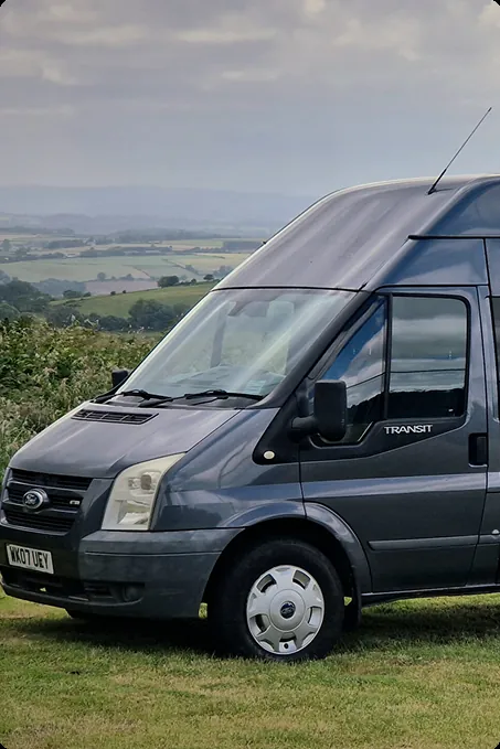 Ford Transit Custom campervan with an OLPRO awning